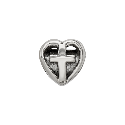 Sterling Silver Reflections Kids Heart W/Cross Bead