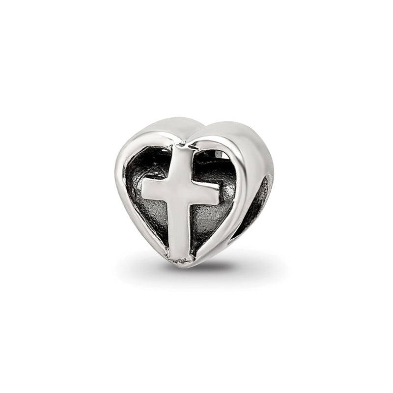 Sterling Silver Reflections Kids Heart W/Cross Bead