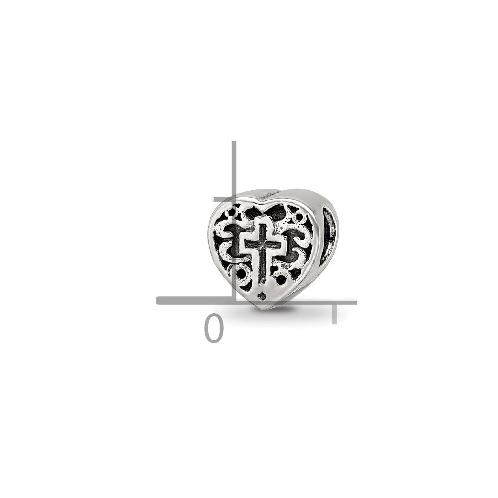 Sterling Silver Reflections Kids Heart W/Cross And Scroll Bead