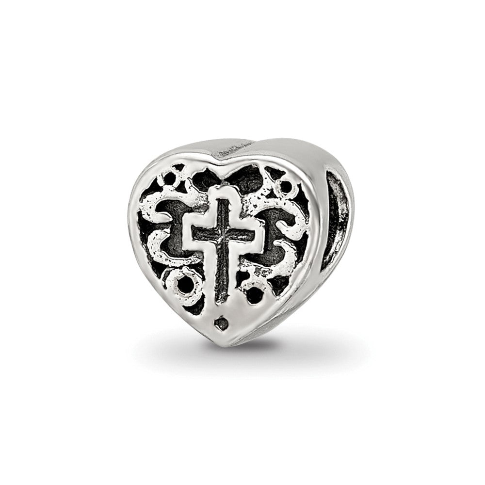Sterling Silver Reflections Kids Heart W/Cross And Scroll Bead