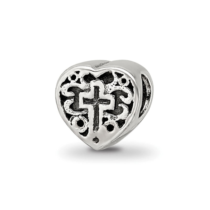 Sterling Silver Reflections Kids Heart W/Cross And Scroll Bead
