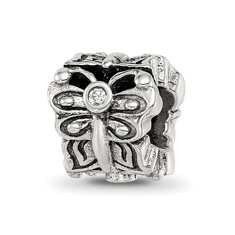 Sterling Silver Reflections Butterfly W/Cz Bali Bead