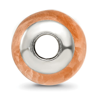 Sterling Silver Reflections Peach Cracked Agate Stone Bead