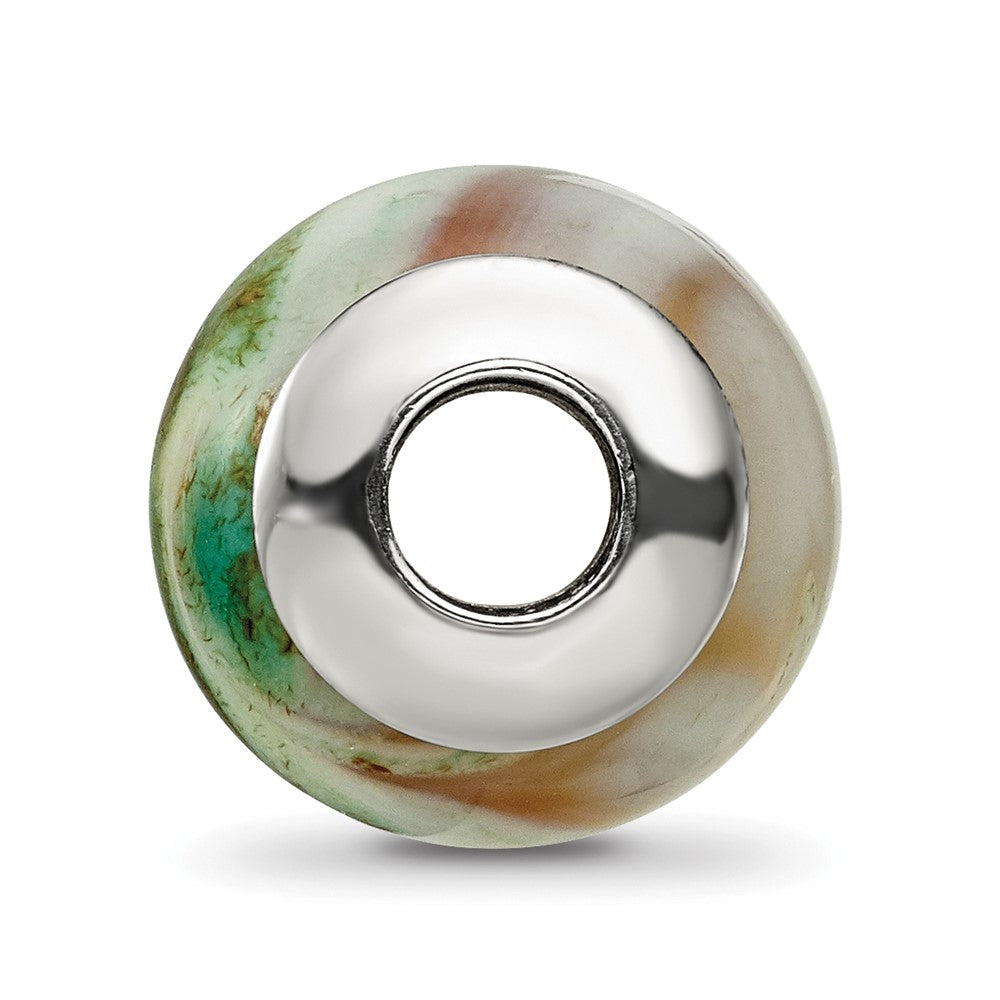 Sterling Silver Reflections Light Blue Agate Stone Bead