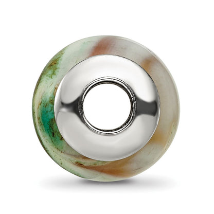 Sterling Silver Reflections Light Blue Agate Stone Bead
