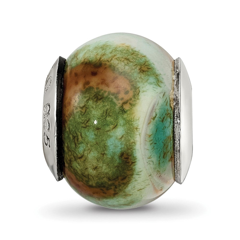 Sterling Silver Reflections Light Blue Agate Stone Bead