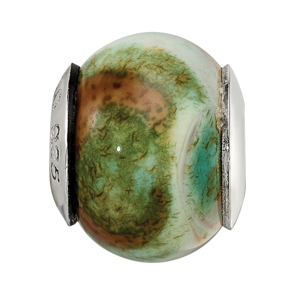 Sterling Silver Reflections Light Blue Agate Stone Bead
