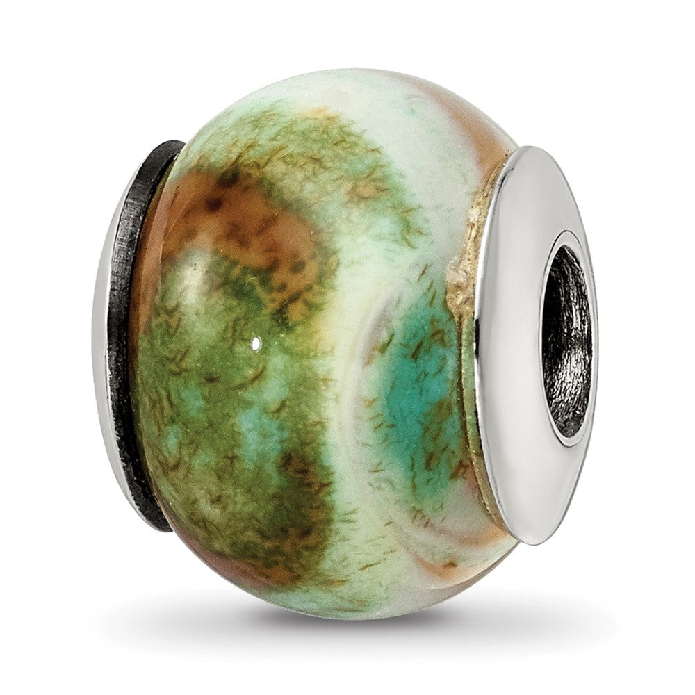 Sterling Silver Reflections Light Blue Agate Stone Bead