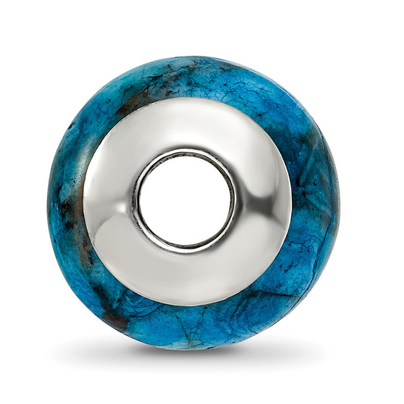 Sterling Silver Reflections Blue Crazy Lace Agate Stone Bead