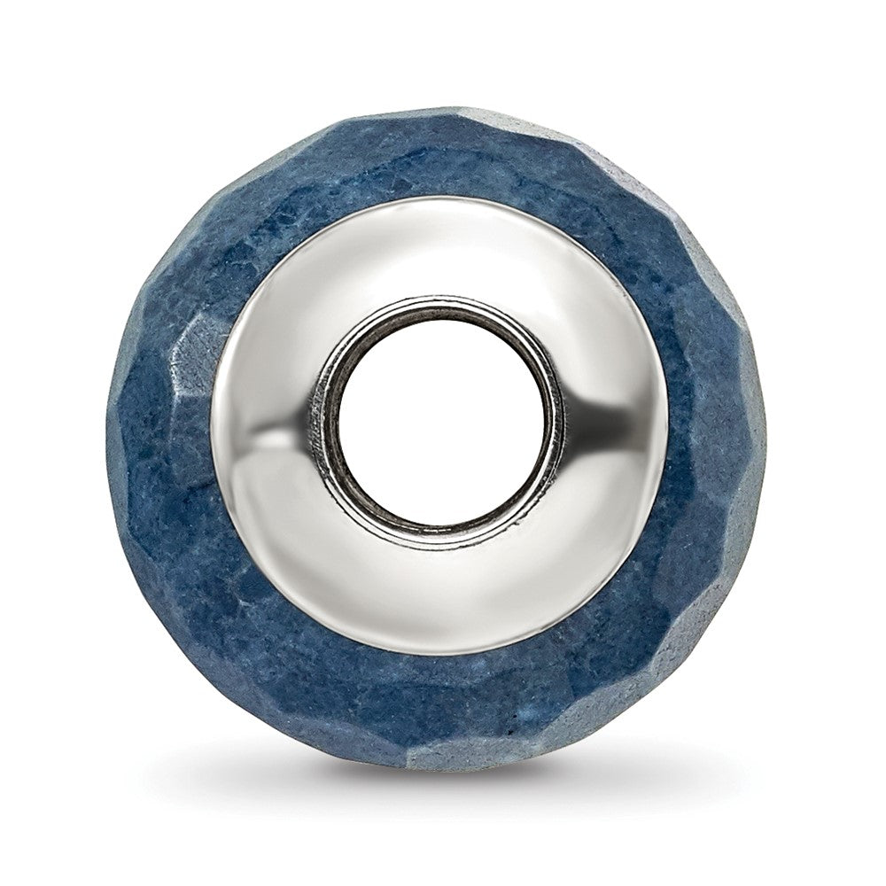 Sterling Silver Reflections Dark Blue Quartz Stone Bead