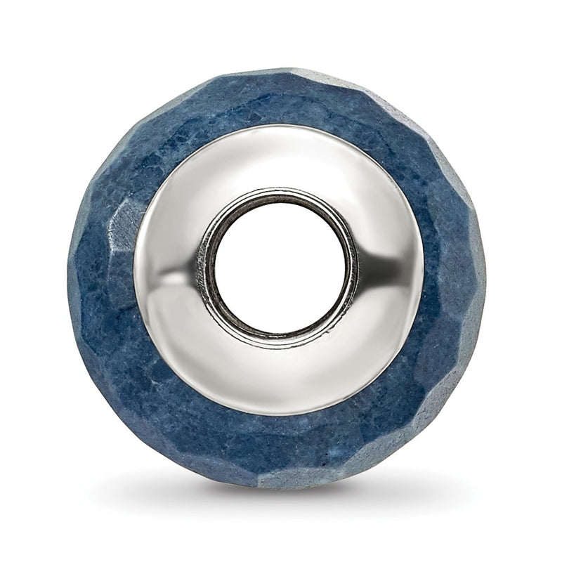 Sterling Silver Reflections Dark Blue Quartz Stone Bead