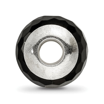 Sterling Silver Reflections Black Agate Stone Bead