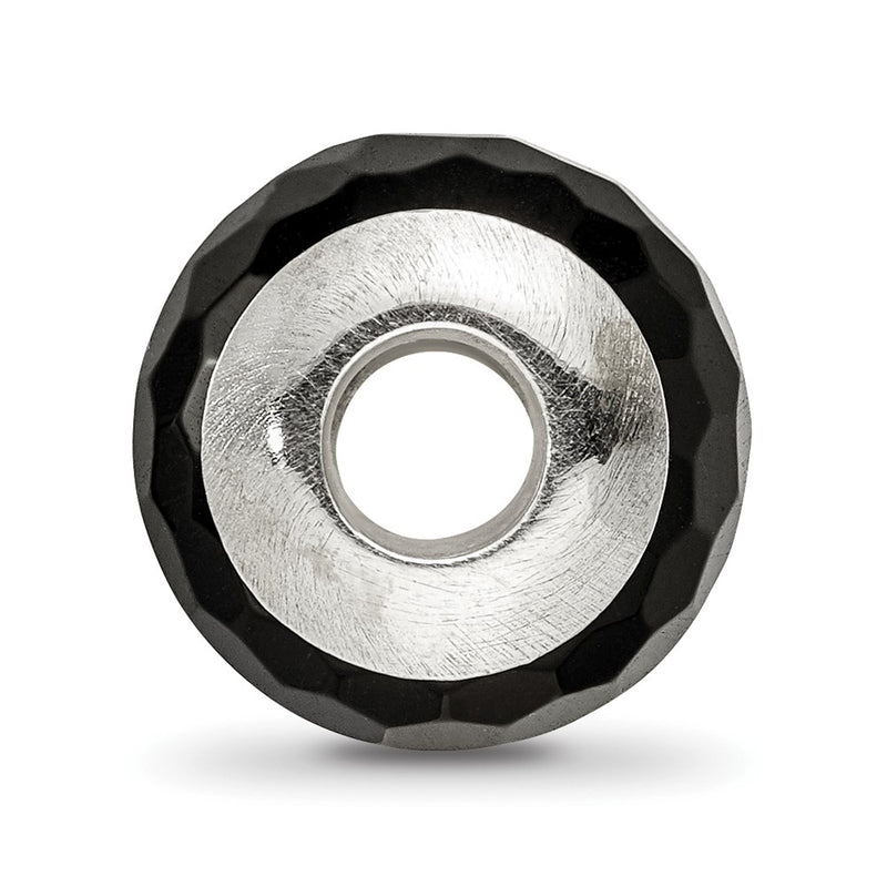 Sterling Silver Reflections Black Agate Stone Bead