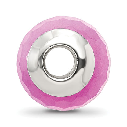 Sterling Silver Reflections Fuschia Quartz Stone Bead