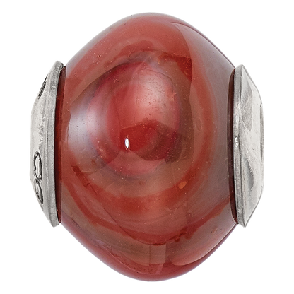 Sterling Silver Reflections Red Brown Agate Stone Bead