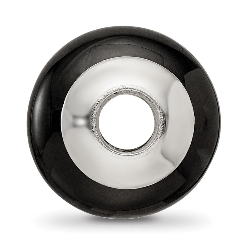 Sterling Silver Reflections Black Agate Stone Bead