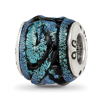 Sterling Silver Reflections Blue Dichroic Glass Bead