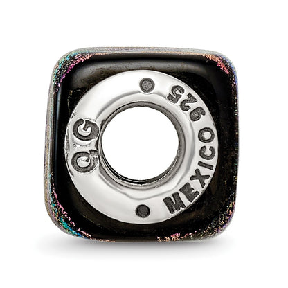 Sterling Silver Reflections Purple Square Dichroic Glass Bead