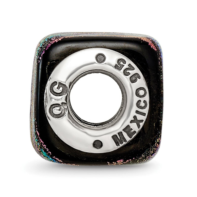 Sterling Silver Reflections Purple Square Dichroic Glass Bead