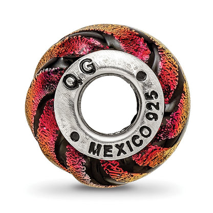 Sterling Silver Reflections Orange Swirl Dichroic Glass Bead