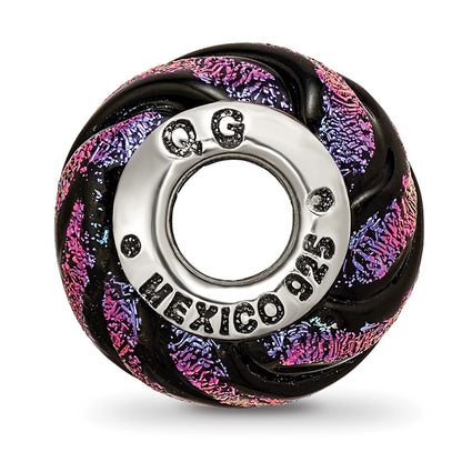 Sterling Silver Reflections Purple Swirl Dichroic Glass Bead