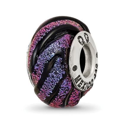 Sterling Silver Reflections Purple Swirl Dichroic Glass Bead