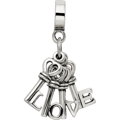 Sterling Silver Reflections Love Keys Dangle Bead