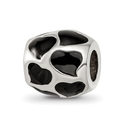 Sterling Silver Reflections Black Enameled Hearts Bead