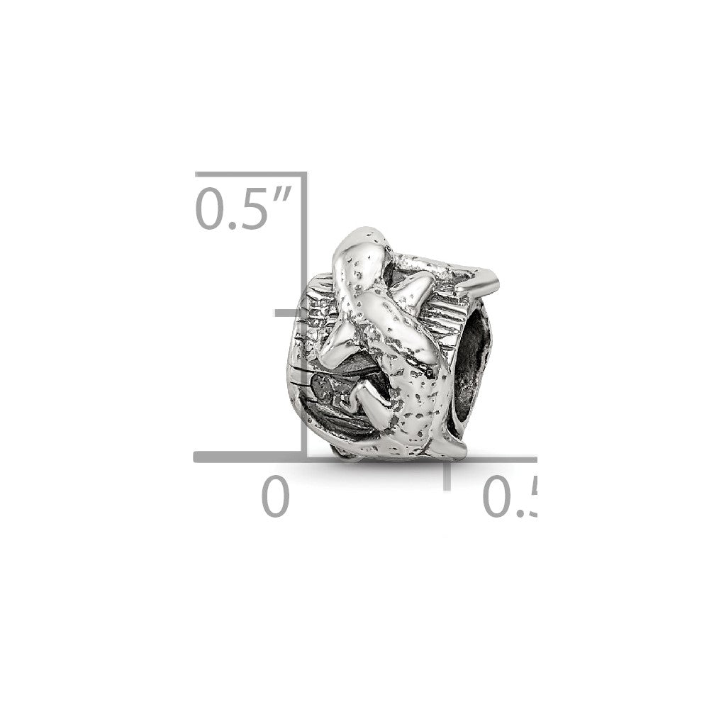 Sterling Silver Reflections Lizard On A Log Bead