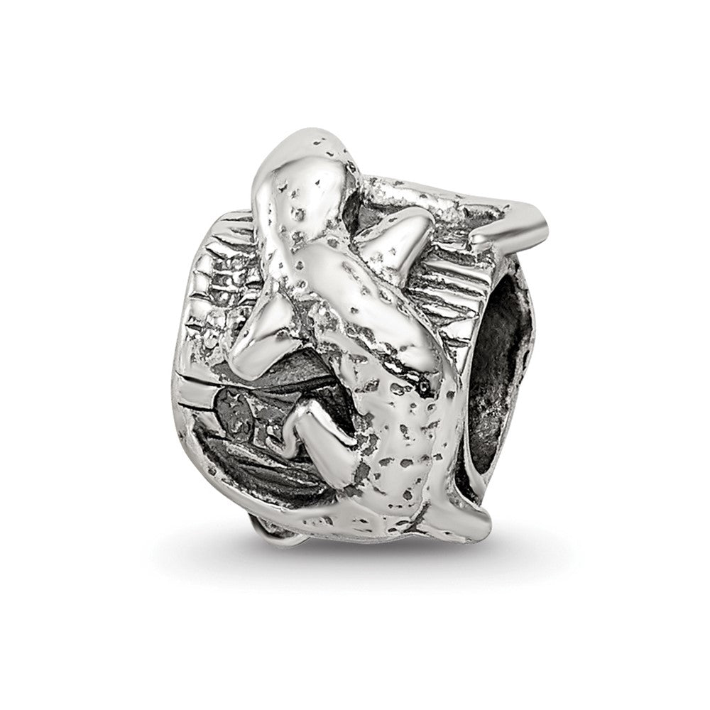 Sterling Silver Reflections Lizard On A Log Bead