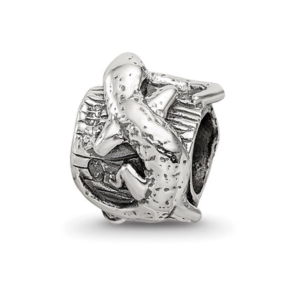 Sterling Silver Reflections Lizard On A Log Bead