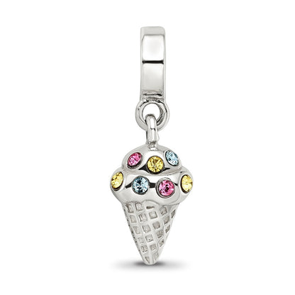 Sterling Silver Reflections Cz Ice Cream Cone Dangle Bead