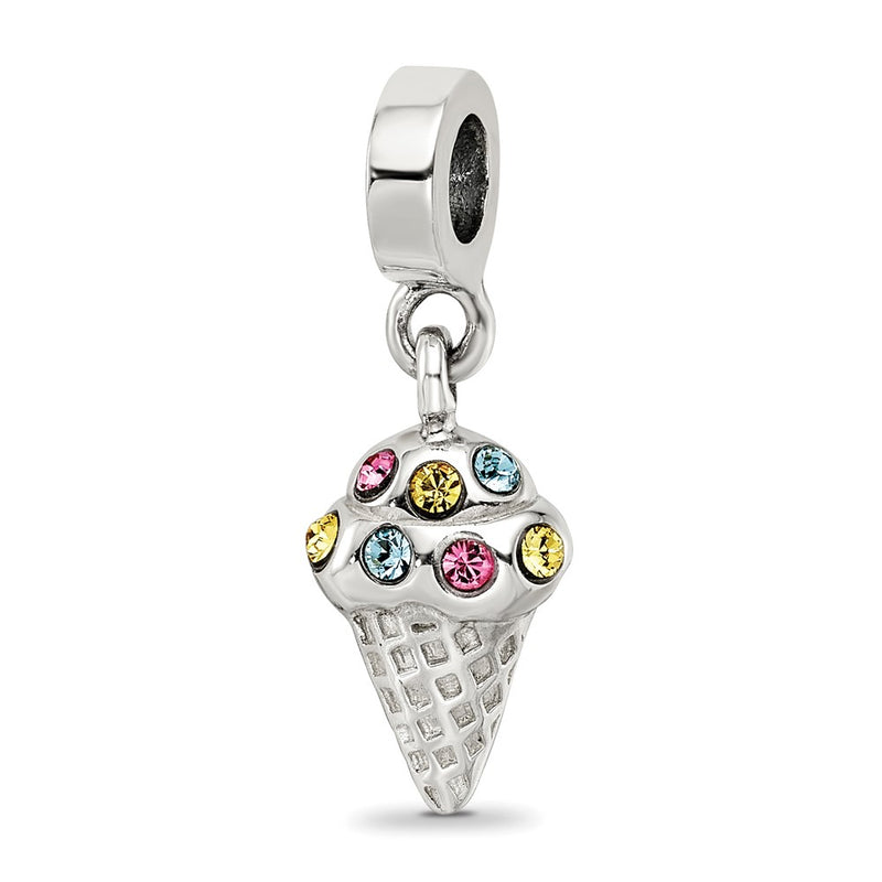 Sterling Silver Reflections Cz Ice Cream Cone Dangle Bead