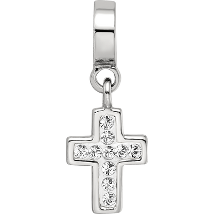 Sterling Silver Reflections Clear Preciosa Crystal Cross Dangle Bead