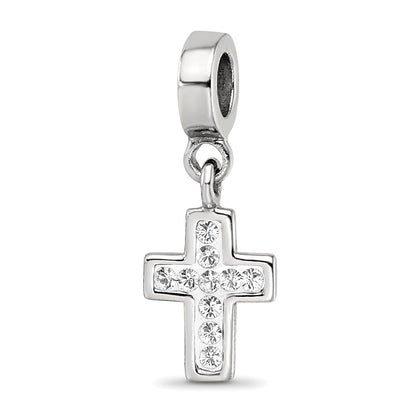 Sterling Silver Reflections Clear Preciosa Crystal Cross Dangle Bead