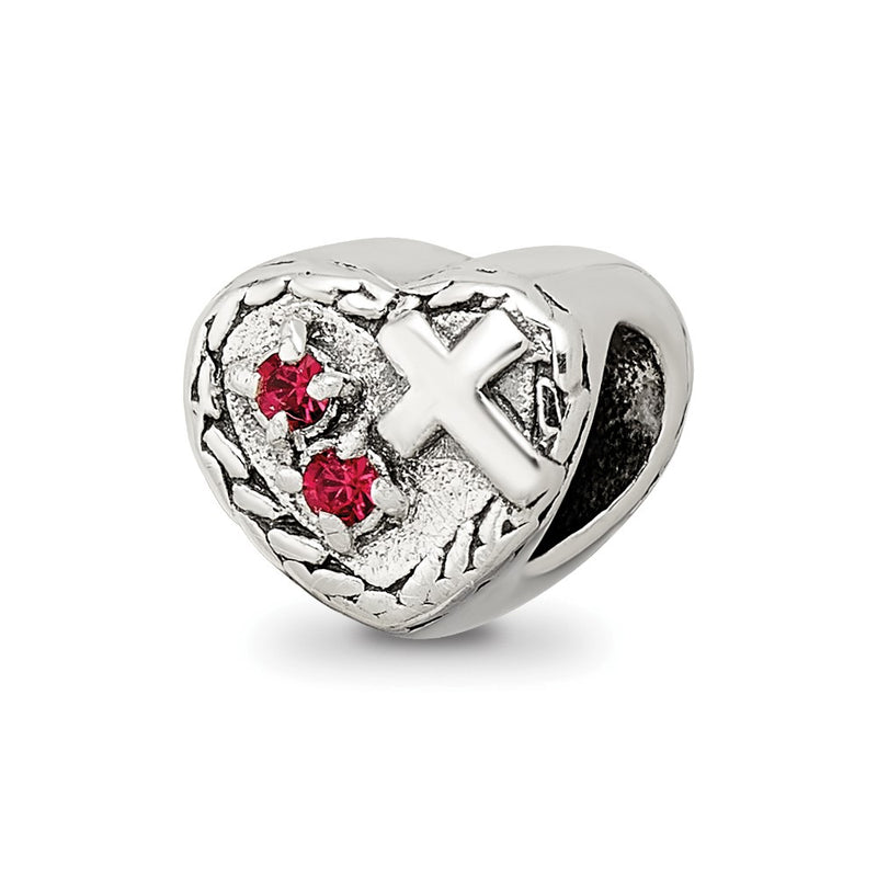 Sterling Silver Reflections Cz And Cross Heart Bead