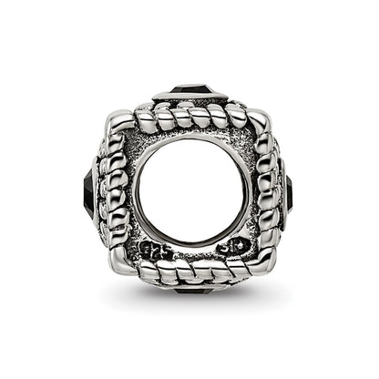 Sterling Silver Reflections Square 4 Cz Bead
