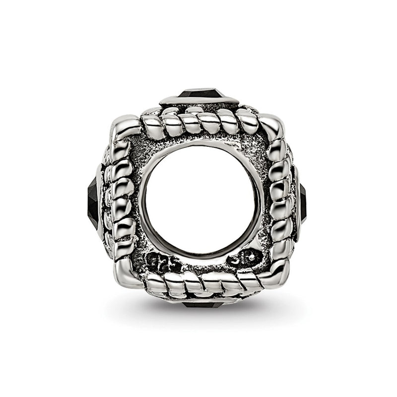 Sterling Silver Reflections Square 4 Cz Bead