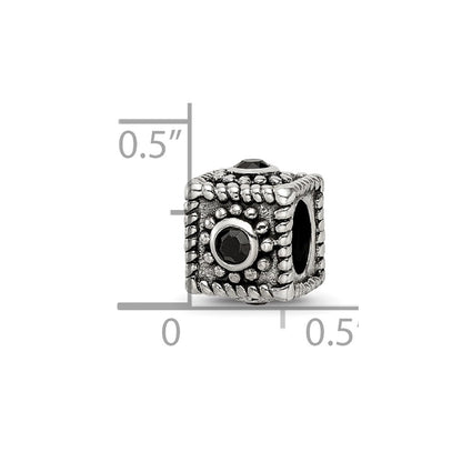 Sterling Silver Reflections Square 4 Cz Bead