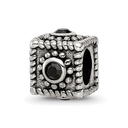 Sterling Silver Reflections Square 4 Cz Bead