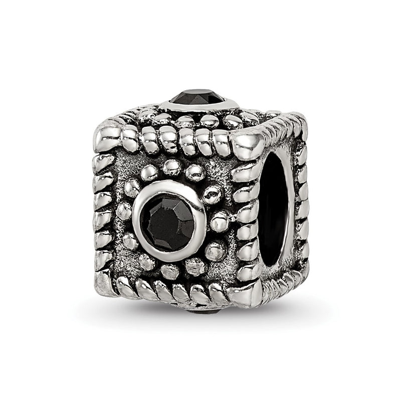 Sterling Silver Reflections Square 4 Cz Bead