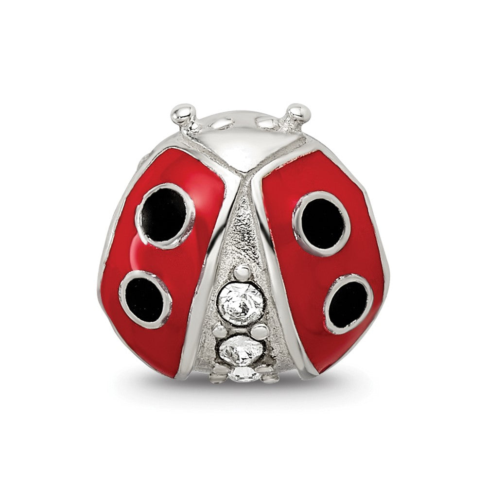 Sterling Silver Reflections Enameled Ladybug W/ Preciosa Crystal Bead