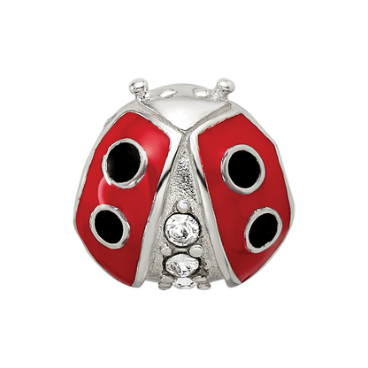 Sterling Silver Reflections Enameled Ladybug W/ Preciosa Crystal Bead