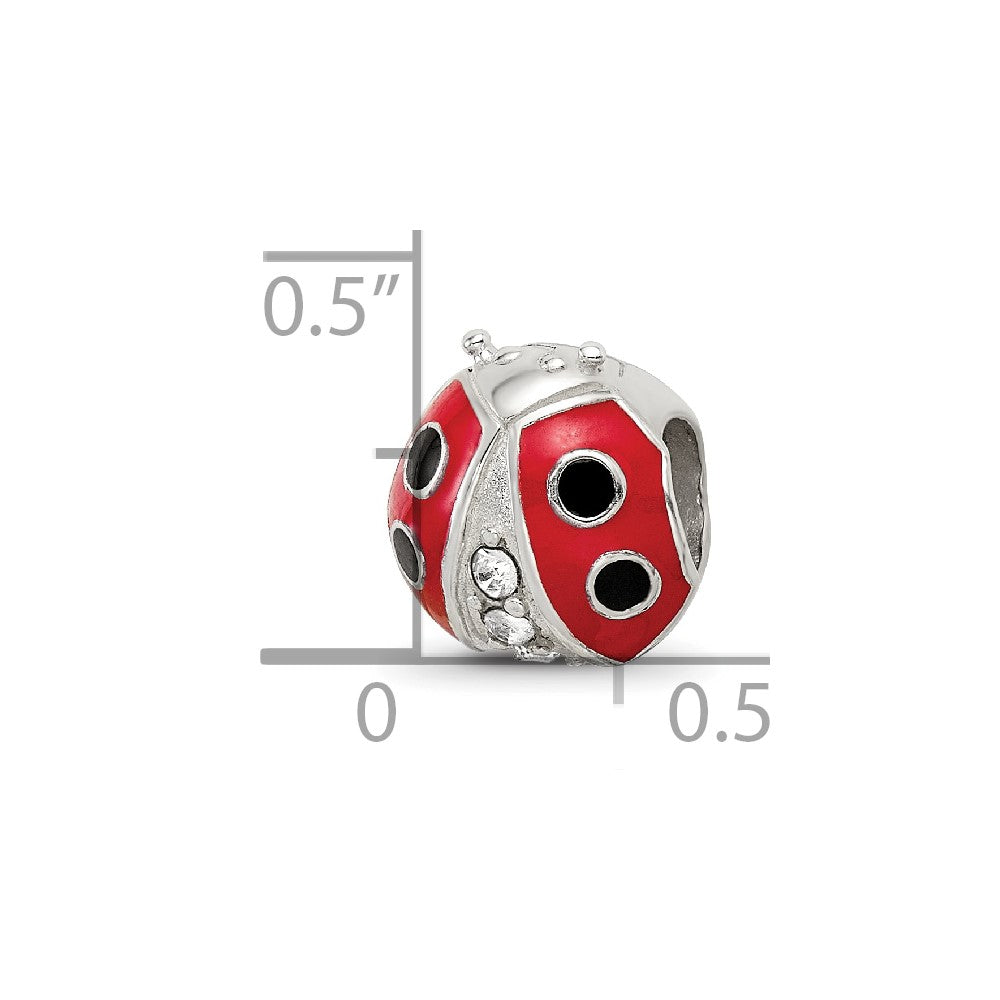 Sterling Silver Reflections Enameled Ladybug W/ Preciosa Crystal Bead