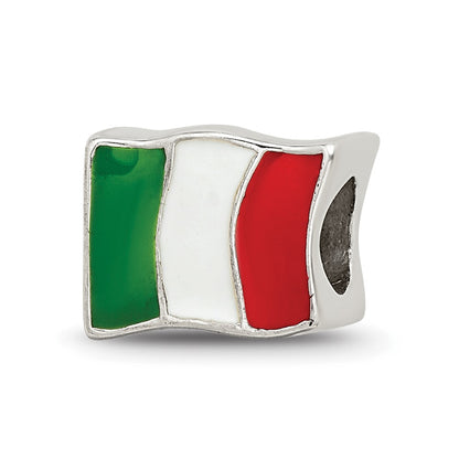 Sterling Silver Reflections Enameled Italy Flag Bead