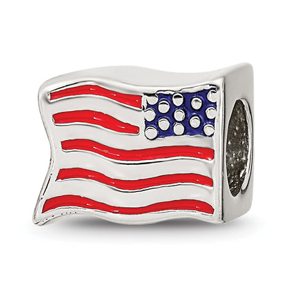 Sterling Silver Reflections Enameled Usa Flag Bead