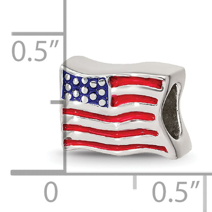 Sterling Silver Reflections Enameled Usa Flag Bead