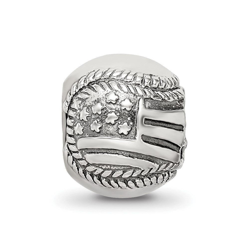 Sterling Silver Reflections Usa Flag Baseball Bead