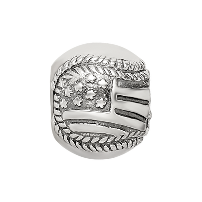 Sterling Silver Reflections Usa Flag Baseball Bead