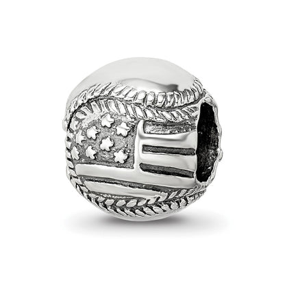 Sterling Silver Reflections Usa Flag Baseball Bead